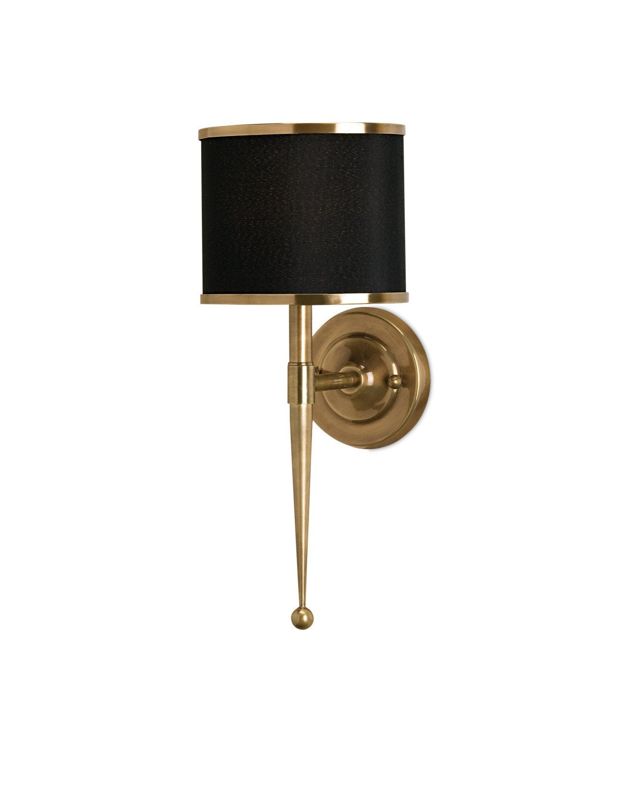 Primo Brass Wall Sconce, Black Shade